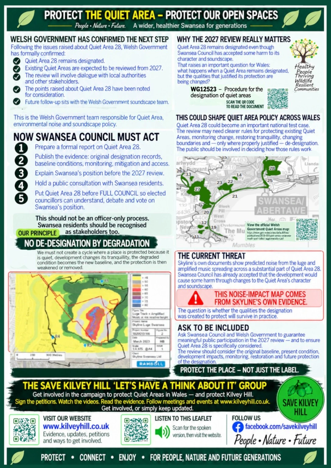 Back of the Kilvey Hill campaign leaflet; the text is available on the listening page