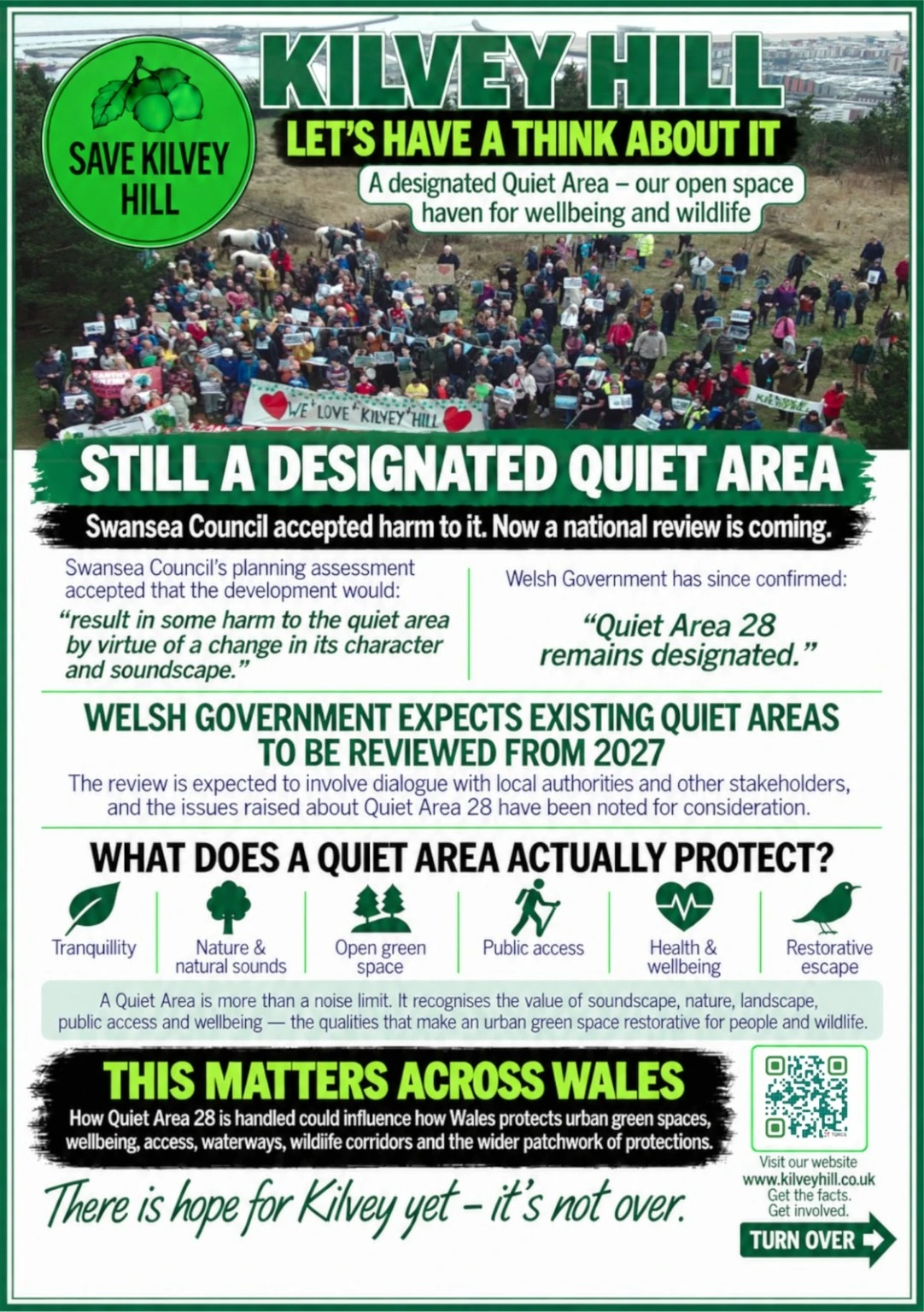 Front of the Kilvey Hill campaign leaflet; the text is available on the listening page